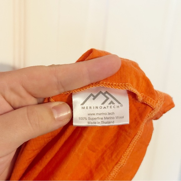 Merino Tech Merino Wool Baselayer Long Sleeve Top Large Outdoor Hiking Orange - Picture 4 of 6